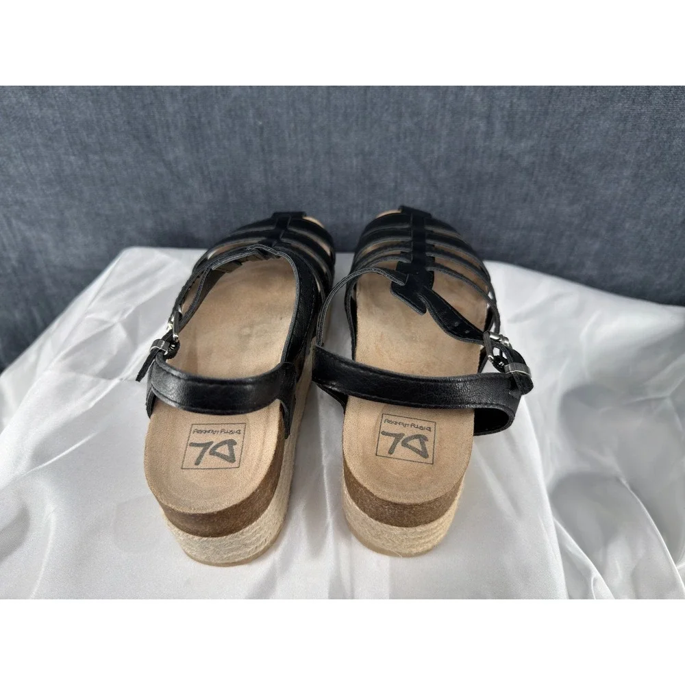 Dirty Laundry Fisherman Sandals Womens 8 Black Faux Leather Platform Espadrille
